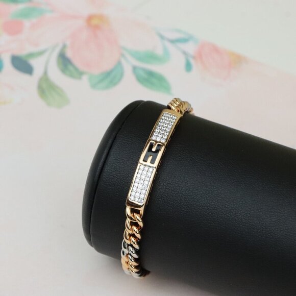 "Dual Tone Rose Gold Bracelet with Crystal 'H' Accent, XPBL0735 - Picture 7 of 10